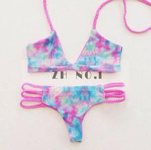 2Pc Set Bra Underpants Bandage Bikini Set Blue Brazilian Push-up Padded Swimsuit Bathing Suit Beach Wear N116ZN5 CF