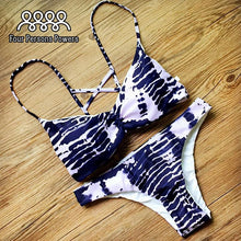 2Pc Set Bra Underpants Bandage Bikini Set Blue Brazilian Push-up Padded Swimsuit Bathing Suit Beach Wear N116ZN5 CF