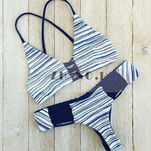 2Pc Set Bra Underpants Bandage Bikini Set Blue Brazilian Push-up Padded Swimsuit Bathing Suit Beach Wear N116ZN5 CF