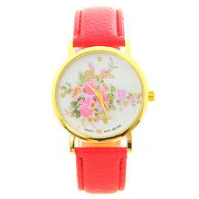 6 Candy Colors Watch Women Floral Watch Leather Rose Flower Print Watch Quartz WristWatches Girls Gift CF