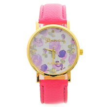 6 Candy Colors Watch Women Floral Watch Leather Rose Flower Print Watch Quartz WristWatches Girls Gift CF