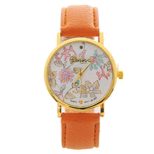 6 Candy Colors Watch Women Floral Watch Leather Rose Flower Print Watch Quartz WristWatches Girls Gift CF
