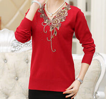 8 color new Fashion women sweater flower embroidery floral knitted wool lady top female pullover shirt S- XXXL 9698 SM6
