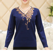 8 color new Fashion women sweater flower embroidery floral knitted wool lady top female pullover shirt S- XXXL 9698 SM6