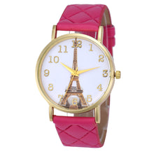 9 Candy Colors Watches Watches Women Printed Paris Eiffel Tower Casual Hour Women Faux Leather Quartz Wrist Watch Relogio CF