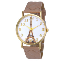 9 Candy Colors Watches Watches Women Printed Paris Eiffel Tower Casual Hour Women Faux Leather Quartz Wrist Watch Relogio CF