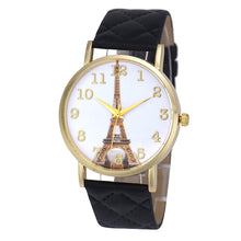 9 Candy Colors Watches Watches Women Printed Paris Eiffel Tower Casual Hour Women Faux Leather Quartz Wrist Watch Relogio CF
