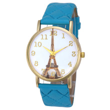 9 Candy Colors Watches Watches Women Printed Paris Eiffel Tower Casual Hour Women Faux Leather Quartz Wrist Watch Relogio CF