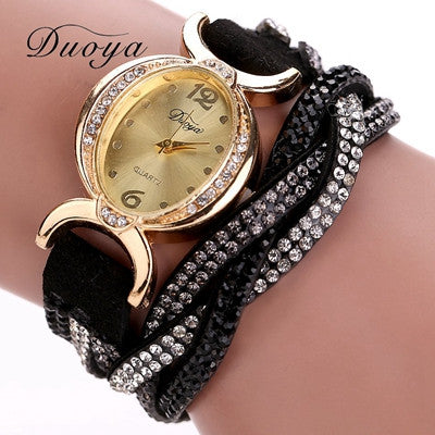 9 colors Arrive Casual Bracelet watches Women Ladies Watch Round Analog Quartz Clock Bling Crystal Relogio Gift CF