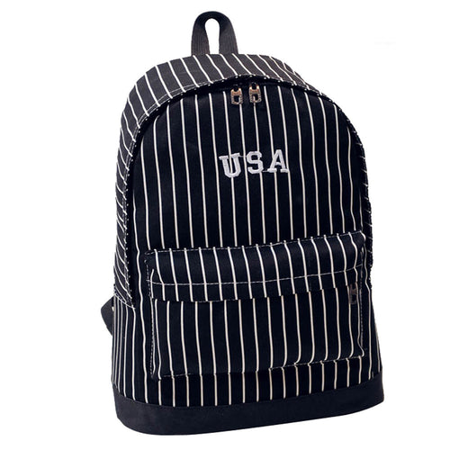 American Style Backpack travel print backpack Women Men School Bag Stripe DoubleShoulder Canvas Mochilas CF