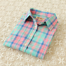 Autumn Female Plaid Blouses Long Sleeve Fashion Blusas Femininas Tops Turn-down Collar Shirt With Button 71639 SM6