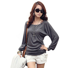 Autumn Women Lady O-neck Batwing Sleeve Button Decor Casual Tops Blusas Femininas Blouse70036 SM6
