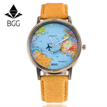 BGG Women Watches Dress Relogio Montre Clock Men World Map Design PU Leather Band Analog Quartz Watch CF