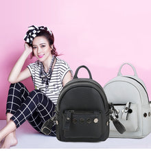 Backpack Women Casual School Bags For Teenagers Rivet Black Laptop Mini Backpacks PU Leather CF