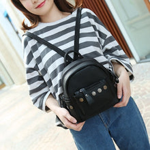 Backpack Women Casual School Bags For Teenagers Rivet Black Laptop Mini Backpacks PU Leather CF