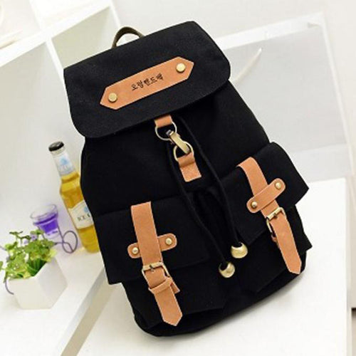 Backpack School Bags For Teenagers Girl Dual College Wind Canvas Shoulder Bag Korean style Schoolbags Leisure Backpacks CF