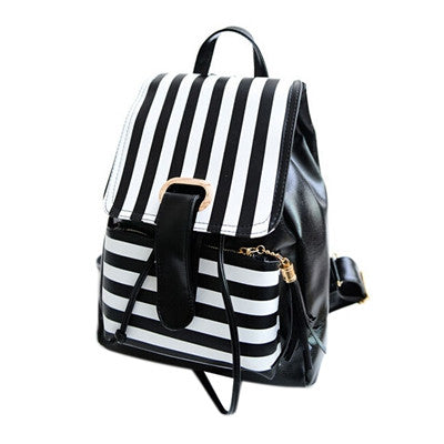 Backpack School Bags For Teenagers Girls PU Leather Korean style Travel Backpacks Satchel Tassels Stripe Rucksack CF