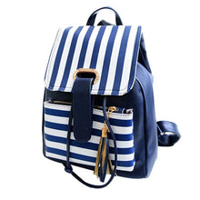Backpack School Bags For Teenagers Girls PU Leather Korean style Travel Backpacks Satchel Tassels Stripe Rucksack CF