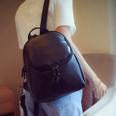 Backpack Women Bag Fringed Shoulder School Black PU Leather Bags For Teenagers Korean style Chest Pack CF