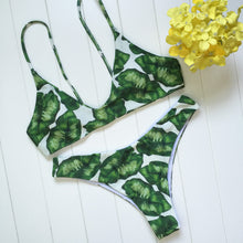 Beach Bikini Set Women Sport Striped Top + Low Waisted Print Bikinis Women Swimwear Swimsuits sexy High Neck Swimsuit Y07 CF