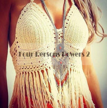 Bikini Crochet Swimwear Sexy tassels Lace Up Crochet Bikini Swimwear Knitted Bikini Swimsuit Bathing Suit CF