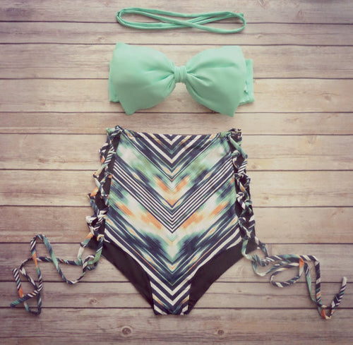 Bikini New Push Up Swimwear Retro Navy BLue Black White Striped Anchors Bathing Suit Bikini Set MonokinisC368 CF