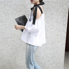 Black Bow Tie Sexy White t-shirt  New Korean Women T shirts Sweet Women Short Sleeve Female Slash neck Tops Plus Size 72672 SM6