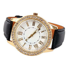 Bling Gold Crystal Watch Girls Women Luxury Leather Watches Quartz Casual Dress Wrist Watch Mujer Relogio Reloj Bracelet Hour CF