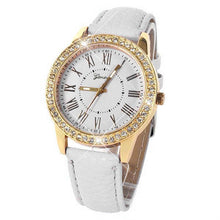 Bling Gold Crystal Watch Girls Women Luxury Leather Watches Quartz Casual Dress Wrist Watch Mujer Relogio Reloj Bracelet Hour CF