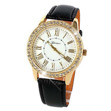 Bling Gold Crystal Watch Girls Women Luxury Leather Watches Quartz Casual Dress Wrist Watch Mujer Relogio Reloj Bracelet Hour CF