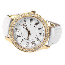 Bling Gold Crystal Watch Girls Women Luxury Leather Watches Quartz Casual Dress Wrist Watch Mujer Relogio Reloj Bracelet Hour CF
