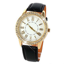 Bling Gold Crystal Watch Girls Women Luxury Leather Watches Quartz Casual Dress Wrist Watch Mujer Relogio Reloj Bracelet Hour CF