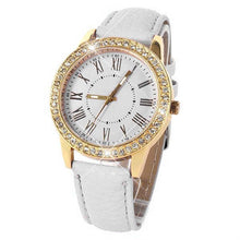 Bling Gold Crystal Watch Girls Women Luxury Leather Watches Quartz Casual Dress Wrist Watch Mujer Relogio Reloj Bracelet Hour CF