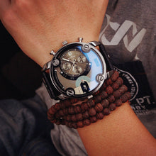 Blue Glass Big Dial Black Leather Quartz Men Watches &Casual Watch Sports Out Door Military Wristwatch relojio CF