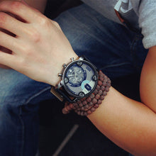 Blue Glass Big Dial Black Leather Quartz Men Watches &Casual Watch Sports Out Door Military Wristwatch relojio CF