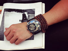 Blue Glass Big Dial Black Leather Quartz Men Watches &Casual Watch Sports Out Door Military Wristwatch relojio CF