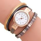 Bracelet Watch Women Dress Clock Wave Point Analog PU Leather Band Relogio Feminino CF