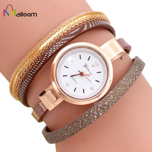 Bracelet Watch Women Dress Clock Wave Point Analog PU Leather Band Relogio Feminino CF