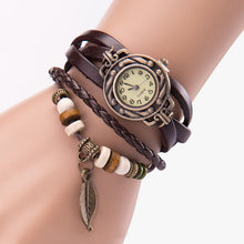 Bracelet Watch Women Girl Vintage Design leaf Pendant Analog PU Leather Strap Elegant Quartz Watches Relogio CF