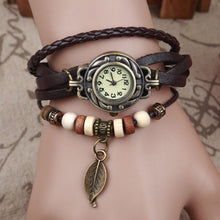 Bracelet Watch Women Girl Vintage Design leaf Pendant Analog PU Leather Strap Elegant Quartz Watches Relogio CF