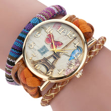 Bracelet Watch Women Relogio Feminino The Sleek Stylish Chic Knit Dress Clock Tower Pattern Ladies Decorative Gift CF