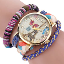 Bracelet Watch Women Relogio Feminino The Sleek Stylish Chic Knit Dress Clock Tower Pattern Ladies Decorative Gift CF