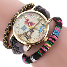 Bracelet Watch Women Relogio Feminino The Sleek Stylish Chic Knit Dress Clock Tower Pattern Ladies Decorative Gift CF