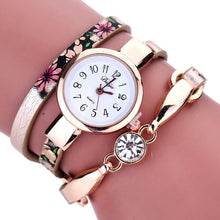 Bracelet Watch Women Rhinestone Crystal Dress Clock Leatheroid Gift Quartz Relogio Feminino CF