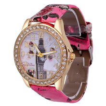 Bracelet Watch Women Rhinestone Crystal Bride Pattern PU Leather Band Relogio Feminino Analog Dress Clock CF