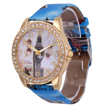 Bracelet Watch Women Rhinestone Crystal Bride Pattern PU Leather Band Relogio Feminino Analog Dress Clock CF