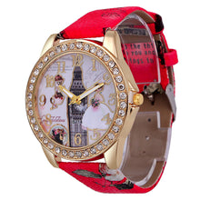 Bracelet Watch Women Rhinestone Crystal Bride Pattern PU Leather Band Relogio Feminino Analog Dress Clock CF