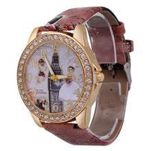 Bracelet Watch Women Rhinestone Crystal Bride Pattern PU Leather Band Relogio Feminino Analog Dress Clock CF