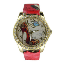 Bracelet Watch Women Rhinestone Crystal Bride Pattern PU Leather Band Relogio Feminino Analog Dress Clock CF
