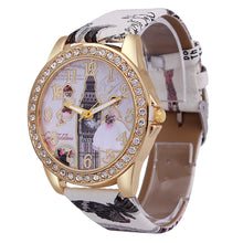 Bracelet Watch Women Rhinestone Crystal Bride Pattern PU Leather Band Relogio Feminino Analog Dress Clock CF